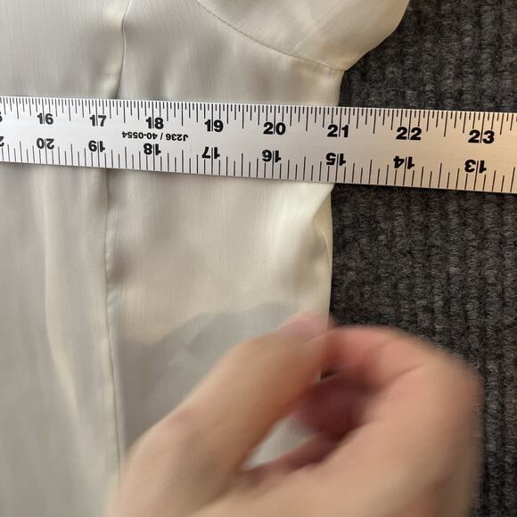 Vintage Worthington Womens Satin Blouse Size 12 Ivory Button Up Sheer Fairy Y2K - Picture 7 of 8